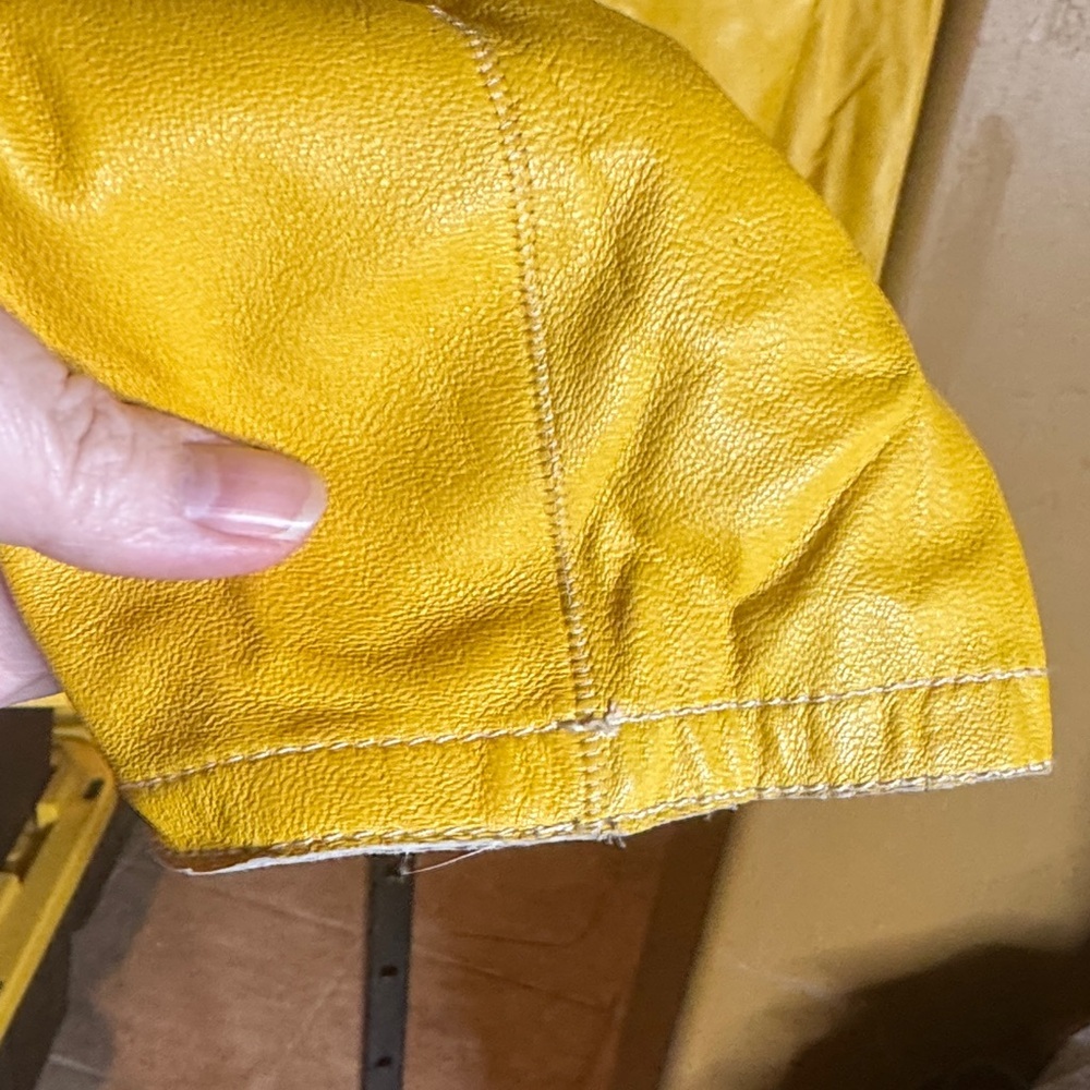 Vintage Reversible Lambskin Leather Jacket Mustard Yellow Snakeskin Print M/L - Picture 6 of 16